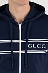 Gucci Стильный спортивный костюм синий мужской - логотип бренда, яркие полосы. капюшон с кулиской. 100% полиэстер. молния. два боковых кармана. Страна производитель: Италия. Уход: специализированная чистка - фото 5