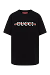 Gucci Футболка бавовняна з логотипом чорна жіноча - логотип бренду. 100% бавовна. Країна виробник: Італія. Догляд: спеціалізоване чищення - фото 1