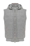 Enrico Mandelli Кашеміровий чоловічий жилет сірий - капюшон. 100% кашемір. блискавка, куліска. дві бічні кишені. Країна виробник: Італія. Догляд: спеціалізоване чищення - фото 1