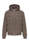 Enrico Mandelli Men's brown cashmere jacket with hood - hood. 100% cashmere. Closure: zipper. side pockets. Country of manufacture: Italy. Care: specialized cleaning - photo 1