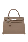 Hermes Women's beige Epsom leather Kelly bag - silver fittings. 100% Epsom leather. lock, key. Strap length: Hermes shoulder strap detachable. internal zip pocket, internal slip pocket. Country of manufacture: Italy. Care: specialized cleaning - photo 1