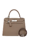 Hermes Women's beige Epsom leather Kelly bag - silver fittings. 100% Epsom leather. lock, key. Strap length: Hermes shoulder strap detachable. internal zip pocket, internal slip pocket. Country of manufacture: Italy. Care: specialized cleaning - photo 5