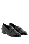 Prada Women's black leather loafers with logo - brand logo. 100% genuine leather. Country of manufacture: Italy. Care: specialized cleaning - photo 3