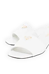 Prada Women's white leather sandals with logo - Brand logo decor. 100% genuine leather. Country of manufacture: Italy. Care: specialized cleaning - photo 5