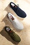 Men's blue cotton sneakers Isaia - contrast sole. 100% cotton. Closure: lace. Country of manufacture: Italy. Care: specialized cleaning - photo 6
