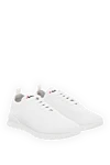 Kiton White Mesh Fit sneakers for women - perforation, brand logo. 90% cotton, 10% elastane. Closure: laces. rubber. Insole: Calfskin insole with elastodiene. Country of manufacture: Italy. Care: specialized cleaning - photo 3