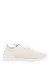 Kiton Women's white cashmere Fit sneakers - perforation, brand logo. 100% cashmere, calfskin. Closure: laces. rubber. Insole: Calfskin insole with elastodiene. Country of manufacture: Italy. Care: specialized cleaning - photo 1