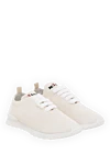 Kiton Women's white cashmere Fit sneakers - perforation, brand logo. 100% cashmere, calfskin. Closure: laces. rubber. Insole: Calfskin insole with elastodiene. Country of manufacture: Italy. Care: specialized cleaning - photo 3