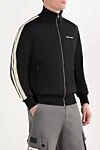 Palm Angels Men's sports jacket with stripes, black - brand logo. 100% polyester. Closure: zipper. two side pockets. Country of manufacture: Italy. Care: specialized cleaning - photo 3