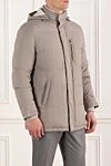 Enrico Mandelli Men's beige down jacket with hood - hood. 93% polyamide, 7% polyurethane. Closure: zipper. two side pockets, one chest pocket. Insulation: down. Country of manufacture: Italy. Care: specialized cleaning - photo 3