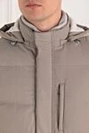 Enrico Mandelli Men's beige down jacket with hood - hood. 93% polyamide, 7% polyurethane. Closure: zipper. two side pockets, one chest pocket. Insulation: down. Country of manufacture: Italy. Care: specialized cleaning - photo 5