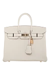 Hermes Women's white Togo Birkin bag in togo leather - hanging keychain . 100% leather . twist lock clasp. Belt Length: Brand Sangle Belts. Country of manufacture: Italy. Care: specialized cleaning - photo 1