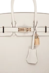 Women's white Togo Birkin bag in togo leather Hermes - hanging keychain . 100% leather . twist lock clasp. Belt Length: Brand Sangle Belts. Country of manufacture: Italy. Care: specialized cleaning - photo 4