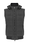Enrico Mandelli Сірий чоловічий жилет теплий з вовни та кашеміру - капюшон. 95% вовна, 5% кашемір. блискавка, куліска. дві бічні кишені. Країна виробник: Італія. Догляд: спеціалізоване чищення - фото 1