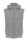 Enrico Mandelli Сірий чоловічий жилет з капюшоном з вовни та кашеміру - капюшон. 95% вовна, 5% кашемір. блискавка, куліска. дві бічні кишені. Країна виробник: Італія. Догляд: спеціалізоване чищення - фото 1