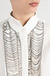 Brunello Cucinelli Women's sleeveless blouse with monil chain made of cotton - openwork weaving. 100% cotton. Closure: buttons. Country of manufacture: Italy. Care: specialized cleaning - photo 5