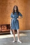 Loro Piana Annalisa blue cotton and cashmere dress - 100% cotton . buttons, belt. two chest pockets. Country of manufacture: Italy. Care: specialized cleaning - photo 9