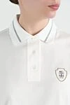 Brunello Cucinelli Cotton polo with embroidered coat of arms with emblem women's white - embroidered coat of arms with emblem and contrasting stripes on the turn-down collar and cuffs. 100% cotton. Closure: buttons. Country of manufacture: Italy. Care: specialized cleaning - photo 5