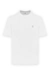 Brunello Cucinelli White men's T-shirt with piping and cotton logo - contrast edging. 100% cotton. Country of manufacture: Italy. Care: specialized cleaning - photo 1