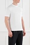 Brunello Cucinelli White men's T-shirt with piping and cotton logo - contrast edging. 100% cotton. Country of manufacture: Italy. Care: specialized cleaning - photo 3