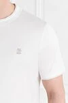 Brunello Cucinelli White men's T-shirt with piping and cotton logo - contrast edging. 100% cotton. Country of manufacture: Italy. Care: specialized cleaning - photo 5