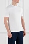 Brunello Cucinelli White men's T-shirt with cotton trim - contrast edging. 100% cotton. Country of manufacture: Italy. Care: specialized cleaning - photo 3