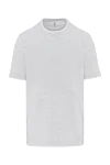 Brunello Cucinelli Men's gray cotton T-shirt with edging - edging on sleeves and collar. 100% cotton. Country of manufacture: Italy. Care: specialized cleaning - photo 1