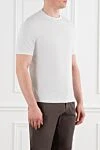 Brunello Cucinelli Men's gray cotton T-shirt with edging - edging on sleeves and collar. 100% cotton. Country of manufacture: Italy. Care: specialized cleaning - photo 3