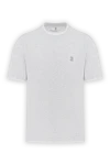 Brunello Cucinelli Gray men's T-shirt with edging and cotton logo - contrast edging, brand logo. 100% cotton. Country of manufacture: Italy. Care: specialized cleaning - photo 1