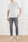 Gray men's T-shirt with edging and cotton logo Brunello Cucinelli - contrast edging, brand logo. 100% cotton. Country of manufacture: Italy. Care: specialized cleaning - photo 2