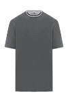 Brunello Cucinelli Men's dark gray cotton T-shirt with edging - edging on sleeves and collar. 100% cotton. Country of manufacture: Italy. Care: specialized cleaning - photo 1