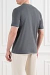 Men's dark gray cotton T-shirt with edging Brunello Cucinelli - edging on sleeves and collar. 100% cotton. Country of manufacture: Italy. Care: specialized cleaning - photo 4