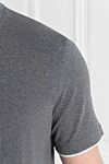 Brunello Cucinelli Men's dark gray cotton T-shirt with edging - edging on sleeves and collar. 100% cotton. Country of manufacture: Italy. Care: specialized cleaning - photo 5