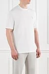 Brunello Cucinelli Белая футболка с многослойными деталями мужская - логотип бренда. 90% полиэстер, 10% эластан. Страна производитель: Италия. Уход: специализированная чистка - фото 3
