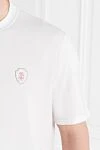 Brunello Cucinelli Белая футболка с многослойными деталями мужская - логотип бренда. 90% полиэстер, 10% эластан. Страна производитель: Италия. Уход: специализированная чистка - фото 5