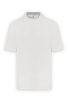 Brunello Cucinelli Men's white cotton T-shirt with multi-layer details - edging on sleeves and collar, brand logo. 100% cotton. Country of manufacture: Italy. Care: specialized cleaning - photo 1