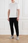 Men's white cotton T-shirt with multi-layer details Brunello Cucinelli - edging on sleeves and collar, brand logo. 100% cotton. Country of manufacture: Italy. Care: specialized cleaning - photo 2