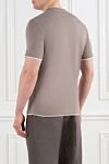 Men's brown cotton T-shirt with multi-layer details Brunello Cucinelli - edging on sleeves and collar, brand logo. 100% cotton. Country of manufacture: Italy. Care: specialized cleaning - photo 4