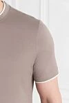 Brunello Cucinelli Men's brown cotton T-shirt with multi-layer details - edging on sleeves and collar, brand logo. 100% cotton. Country of manufacture: Italy. Care: specialized cleaning - photo 5