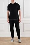 Men's black cotton T-shirt with multi-layer details Brunello Cucinelli - edging on sleeves and collar, brand logo. 100% cotton. Country of manufacture: Italy. Care: specialized cleaning - photo 2