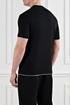 Men's black cotton T-shirt with multi-layer details Brunello Cucinelli - edging on sleeves and collar, brand logo. 100% cotton. Country of manufacture: Italy. Care: specialized cleaning - photo 4