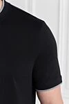Brunello Cucinelli Men's black cotton T-shirt with multi-layer details - edging on sleeves and collar, brand logo. 100% cotton. Country of manufacture: Italy. Care: specialized cleaning - photo 5
