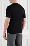 Men's black cotton T-shirt with layered details Brunello Cucinelli - edging on sleeves and collar, brand logo. 100% cotton. Country of manufacture: Italy. Care: specialized cleaning - photo 4