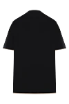 Men's black cotton T-shirt with layered details Brunello Cucinelli - edging on sleeves and collar, brand logo. 100% cotton. Country of manufacture: Italy. Care: specialized cleaning - photo 6