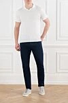Мужские темно-синие джинсы из хлопка Brunello Cucinelli - логотип бренда. 99% хлопок, 1% эластан. пуговица, молния. два боковых кармана, два задних кармана. Страна производитель: Италия. Уход: специализированная чистка - фото 2