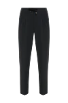 Brunello Cucinelli Men's black trousers with pintucks made of linen and cotton - 56% linen, 44% cotton. Closure: drawstring. two front pockets, one back. Country of manufacture: Italy. Care: specialized cleaning - photo 1