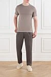 Men's brown trousers with pintucks made of linen and cotton Brunello Cucinelli - 56% linen, 44% cotton. Closure: drawstring. two front pockets, one back. Country of manufacture: Italy. Care: specialized cleaning - photo 2