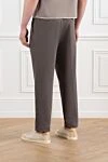 Men's brown trousers with pintucks made of linen and cotton Brunello Cucinelli - 56% linen, 44% cotton. Closure: drawstring. two front pockets, one back. Country of manufacture: Italy. Care: specialized cleaning - photo 4