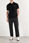 Men's black knitted cotton polo with logo Stone Island - brand logo. 95% cotton, 5% elastane. Closure: buttons. Country of manufacture: Italy. Care: specialized cleaning - photo 2