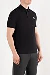 Stone Island Men's black knitted cotton polo with logo - brand logo. 95% cotton, 5% elastane. Closure: buttons. Country of manufacture: Italy. Care: specialized cleaning - photo 3